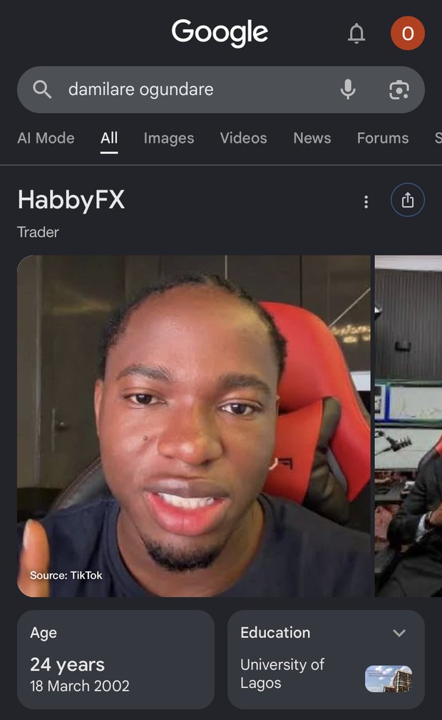 Google Knowledge Panel for HabbyFX, listed as Trader